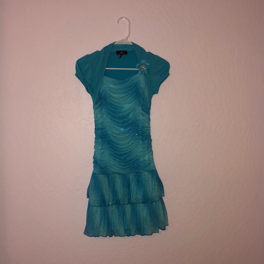 Blue Sparkly Formal Girls Dress